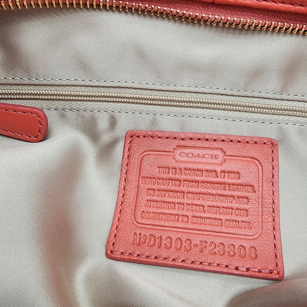 Coach Ashley F23308 Tearose Coral Leather Tote Shoulder Bag Medium - Picture 14 of 16